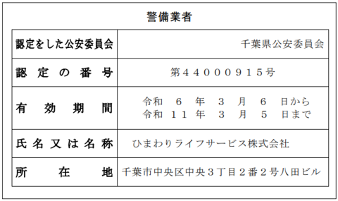 ライフ警備保障標識
